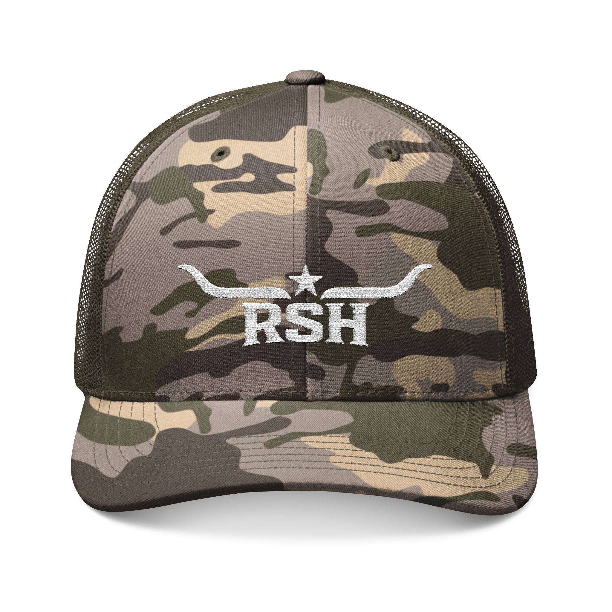 RSH Camo Trucker Hat – Embroidered Horn Logo
