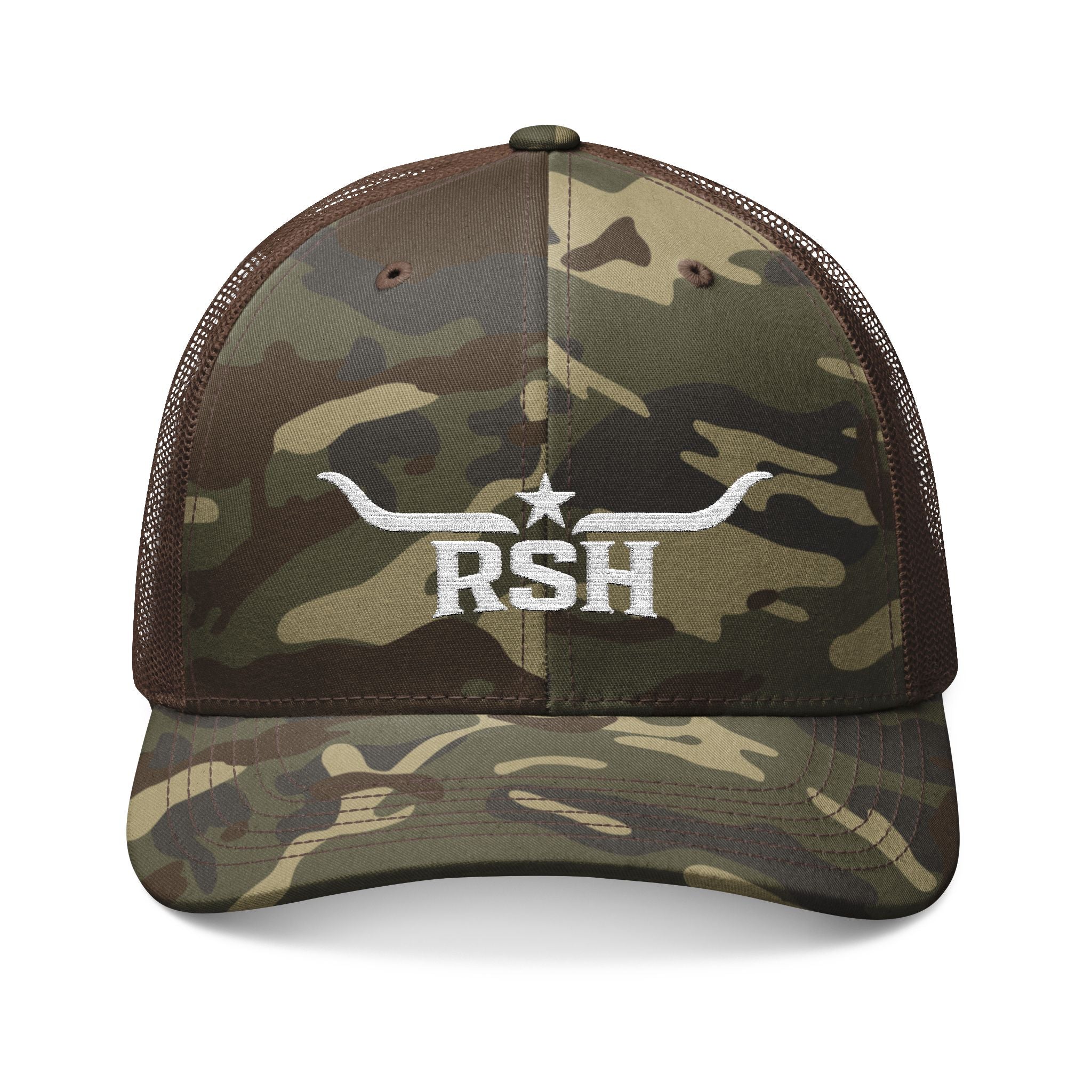 RSH Camo Trucker Hat – Embroidered Horn Logo